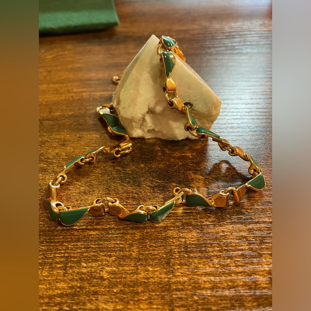 Vintage Gold Tone / Teal Ann Taylor Necklace